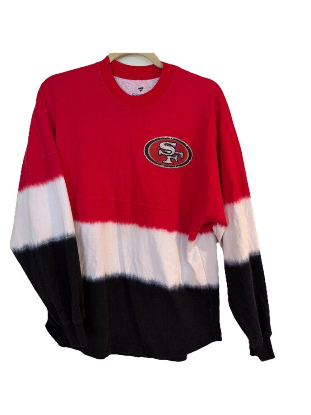 San Francisco 49ers Shirt Womens S Red Black NFL Football Fanatics Tie Dye Bling